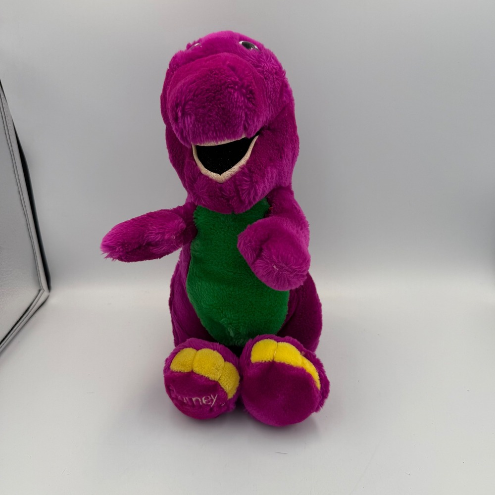 Vintage 1992 Barney the Dinosaur Plush Purple T-Rex Golden Bear Lyons Group 10"